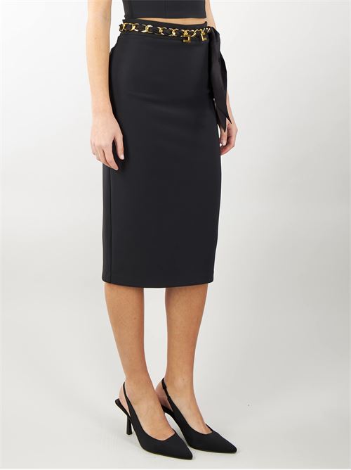 Stretch crepe midi skirt with scarf belt Elisabetta Franchi ELISABETTA FRANCHI | Skirt | GOT1141E2110